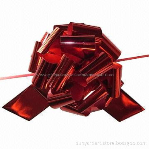 Metallic PP Ribbon Pull Bow, Customized Sizes and Styles are Accepted